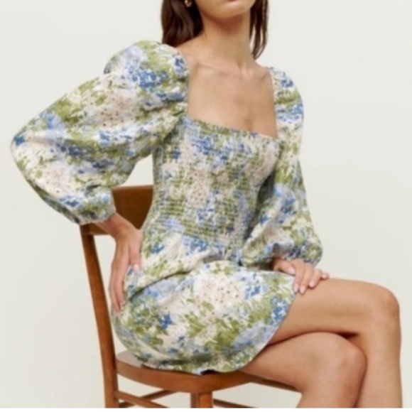 Reformation Dresses & Skirts - Reformation Greyson Hillside Floral 100% Linen Dress Size XS